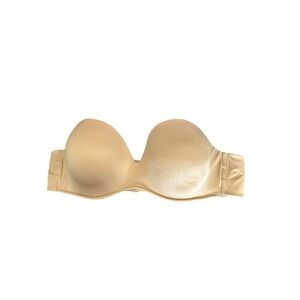 Cacique 44C Strapless Nude Bra Smooth Multiway‎ Padded Underwire Beige As Is